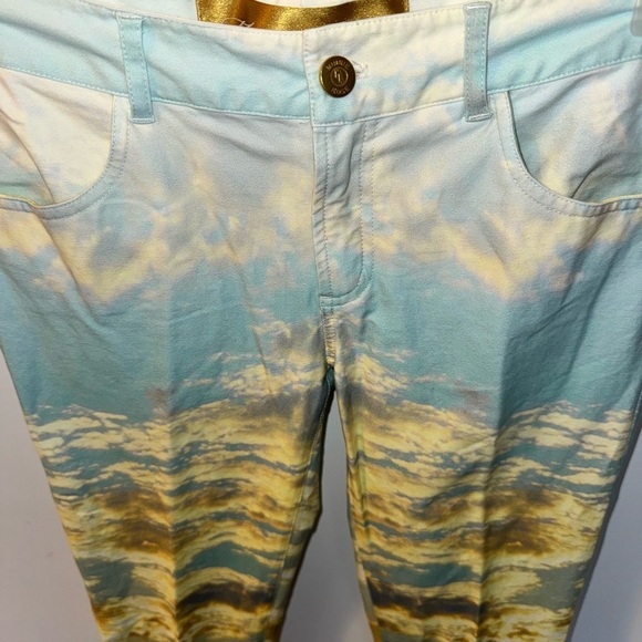 Minnie Rose Blue And Yelllow Sky Sunset Stretch Pants Size 2 - Picture 3 of 9